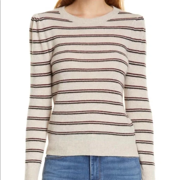 NWT FRAME shirred stripe cashmere sweater sz- XS - Picture 1 of 6